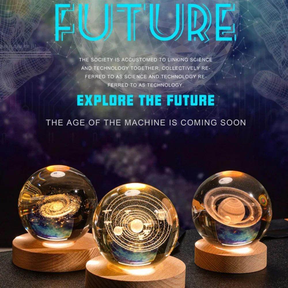 Glowing Planetary Galaxy Night Light Crystal Ball - Givenco