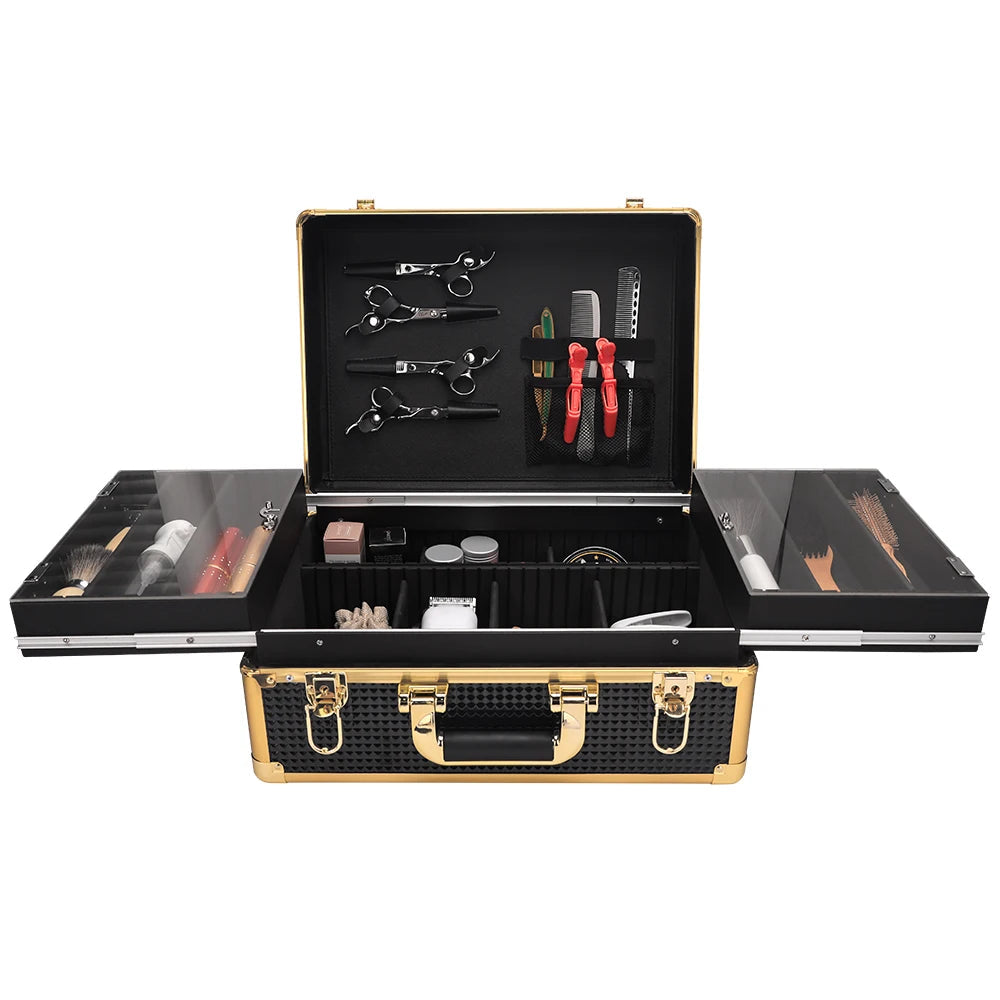 Hairdressing Toolbox High-capacity Makeup Storage Case Curling Rod Scissors Comb With Lock Password Box Barber Tools 