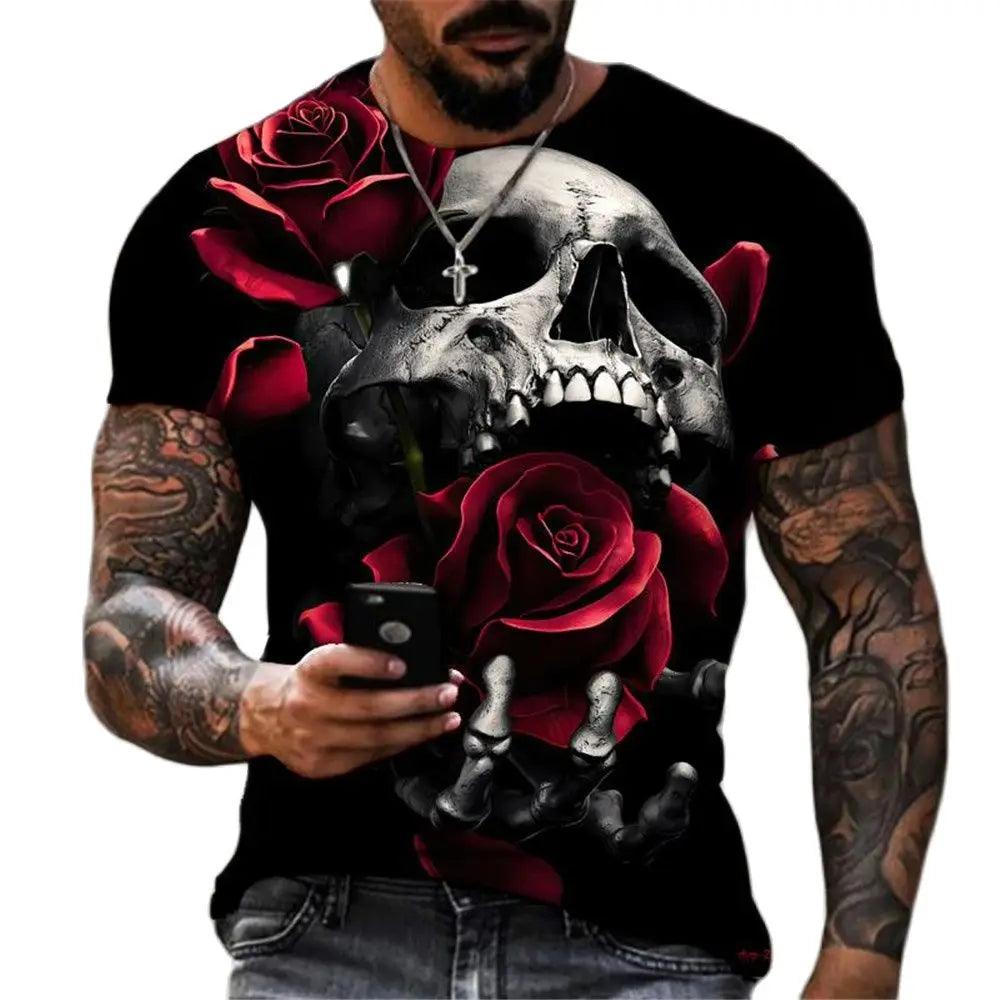 Fashion Skulls Graphic Print Men T-Shirts - Givenchyco