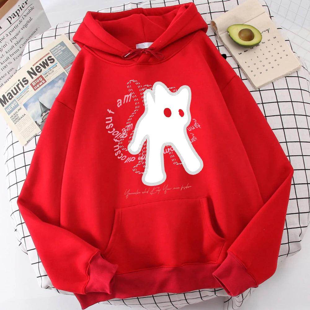 Ghost Cat Funny Abstract Print Hoody - Givenco