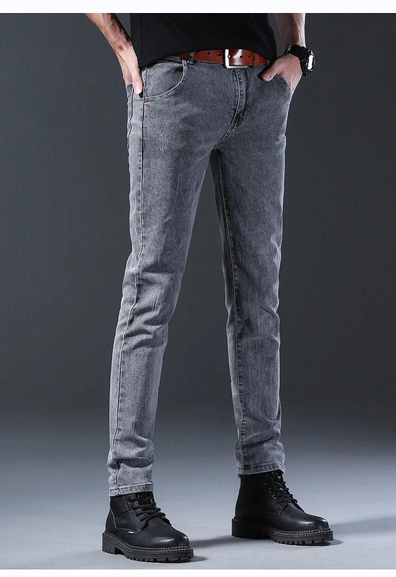 Grey Denim Jeans Men's Slim Elastic Pants - Givenchyco