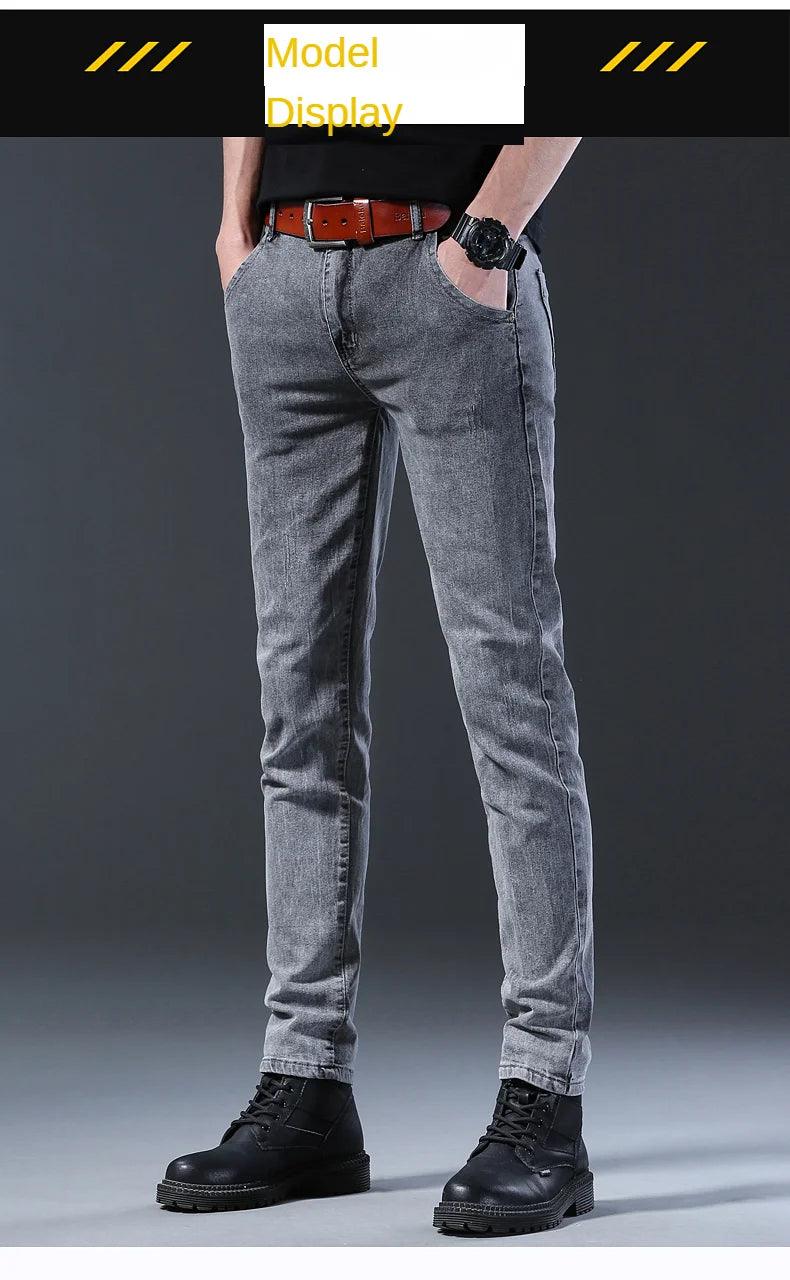 Grey Denim Jeans Men's Slim Elastic Pants - Givenchyco