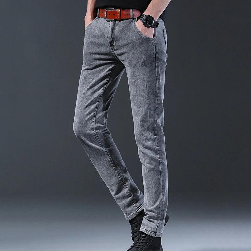 Grey Denim Jeans Men's Slim Elastic Pants - Givenchyco