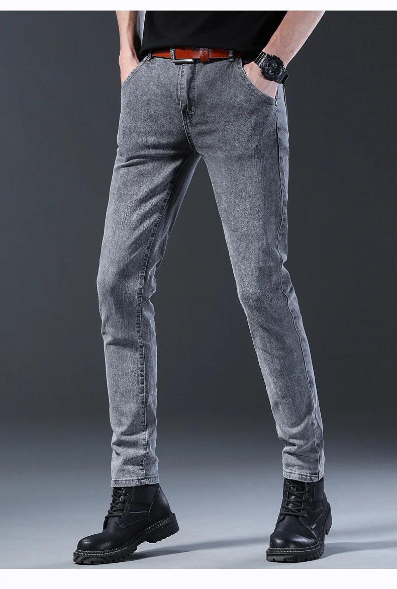 Grey Denim Jeans Men's Slim Elastic Pants - Givenchyco