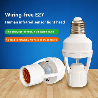 AC100-240V 40W E27 Lamp Socket With Infrared Induction Photo Sensor Intelligent Bulb Holder Warehouse Walkway Light Base 