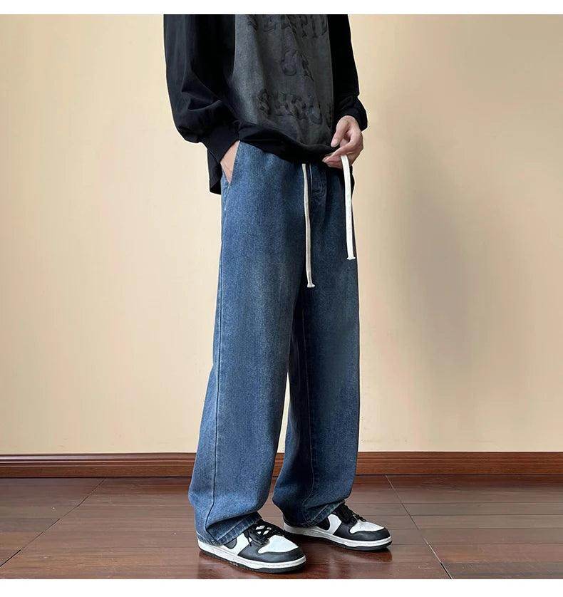 Elastic Waist Wide Leg Baggy Jeans - Givenco