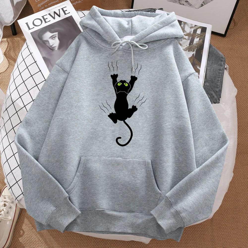 Naughty Black Cat Printed Man Hoody - Givenco
