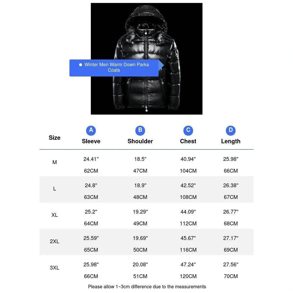 Winter Mens Shiny Down Parkas Coats - Givenco