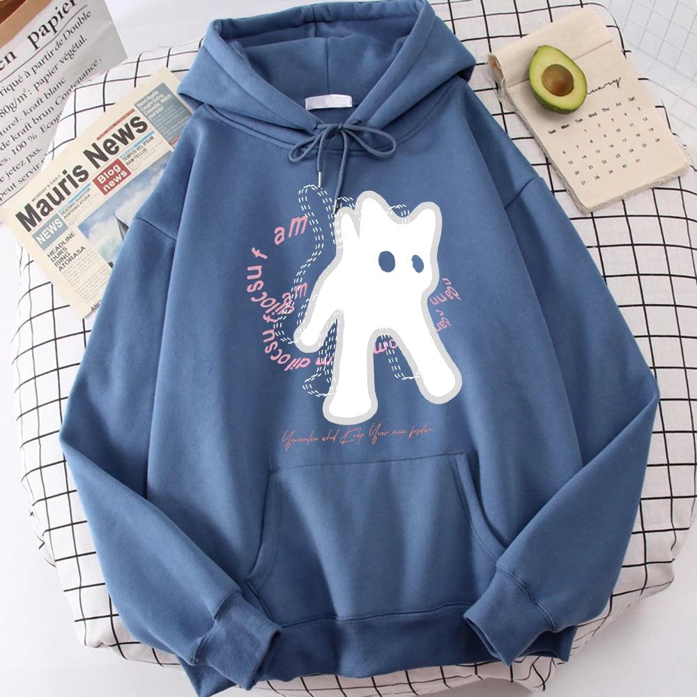 Ghost Cat Funny Abstract Print Hoody - Givenchyco