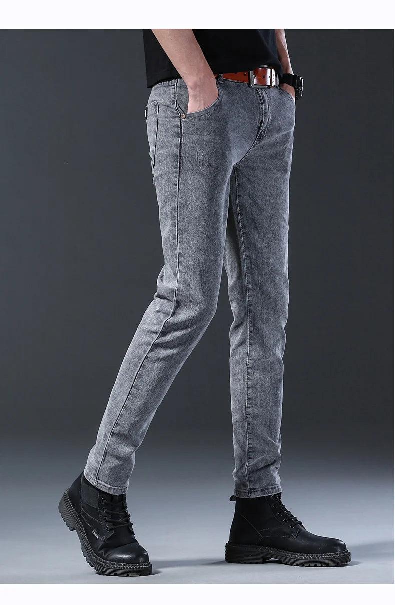 Grey Denim Jeans Men's Slim Elastic Pants - Givenchyco