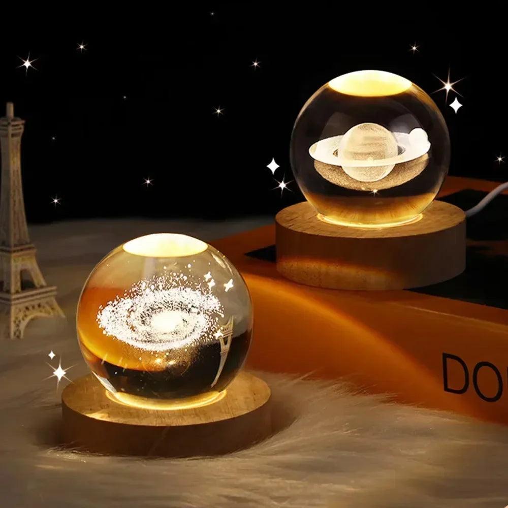 Glowing Planetary Galaxy Night Light Crystal Ball - 