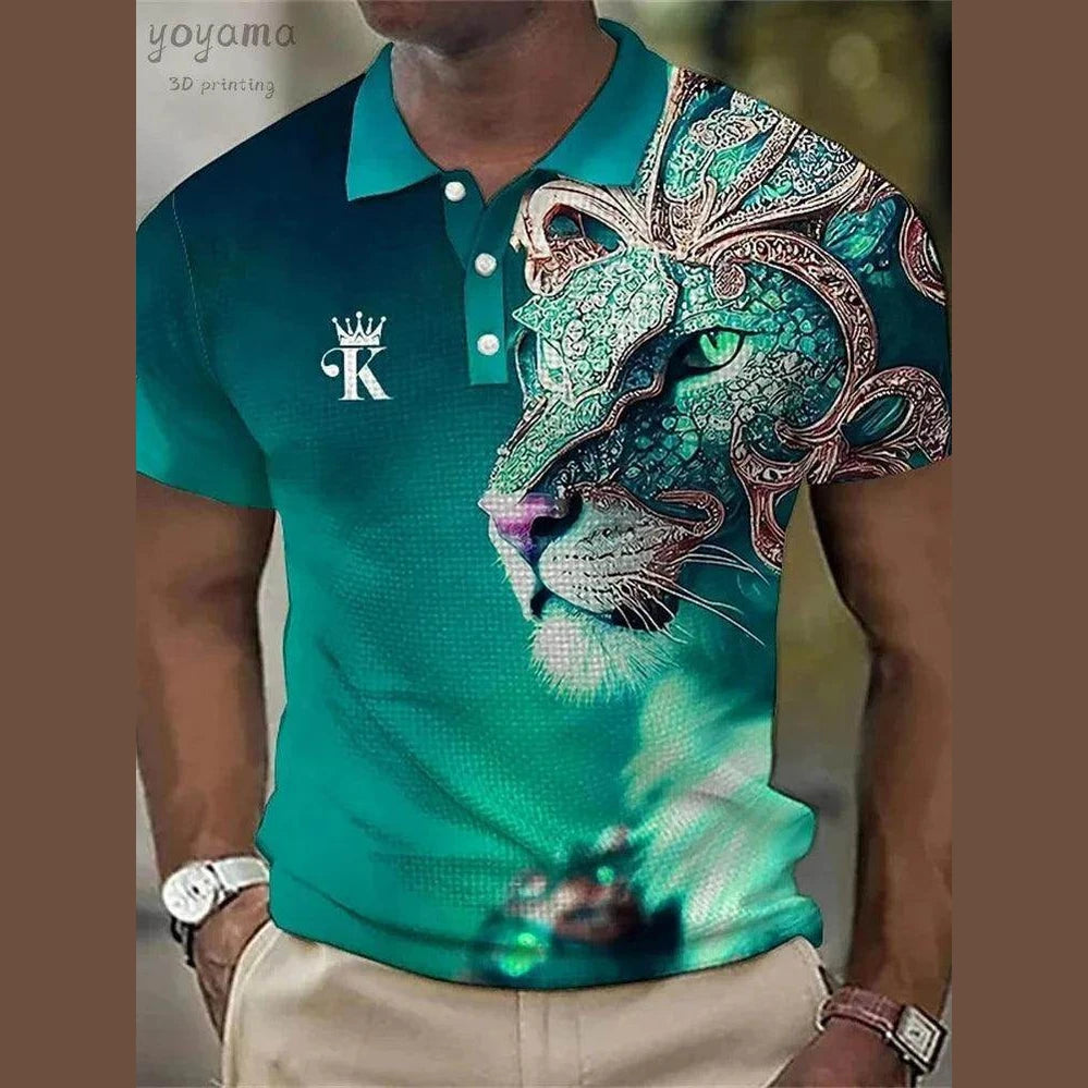 Lion Print Polo T-shirts - Givenco