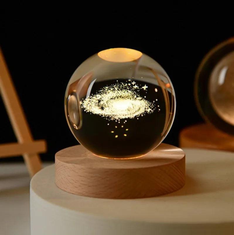 Glowing Planetary Galaxy Night Light Crystal Ball - 