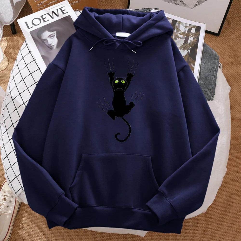 Naughty Black Cat Printed Man Hoody - Givenco