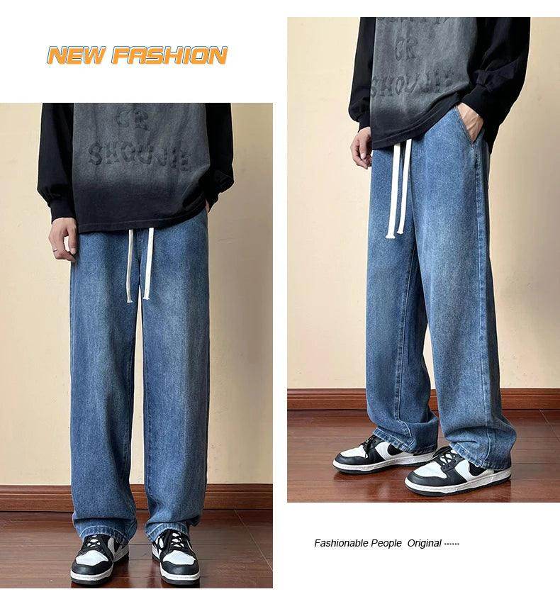 Elastic Waist Wide Leg Baggy Jeans - Givenco