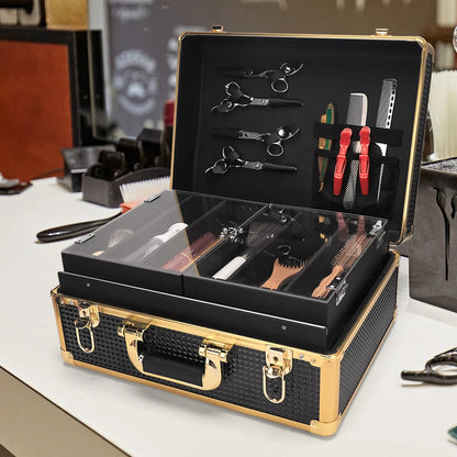 Hairdressing Toolbox High-capacity Makeup Storage Case Curling Rod Scissors Comb With Lock Password Box Barber Tools 