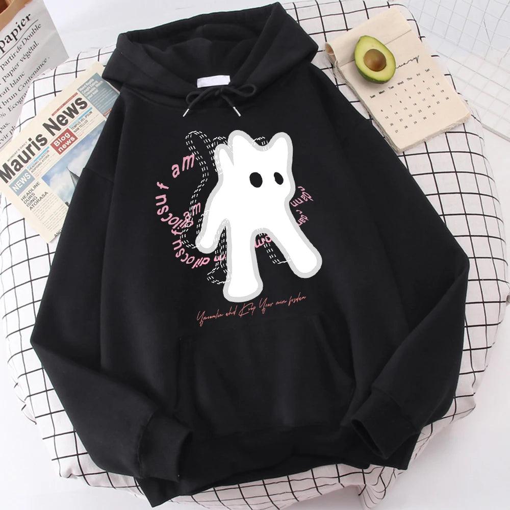 Ghost Cat Funny Abstract Print Hoody - Givenchyco