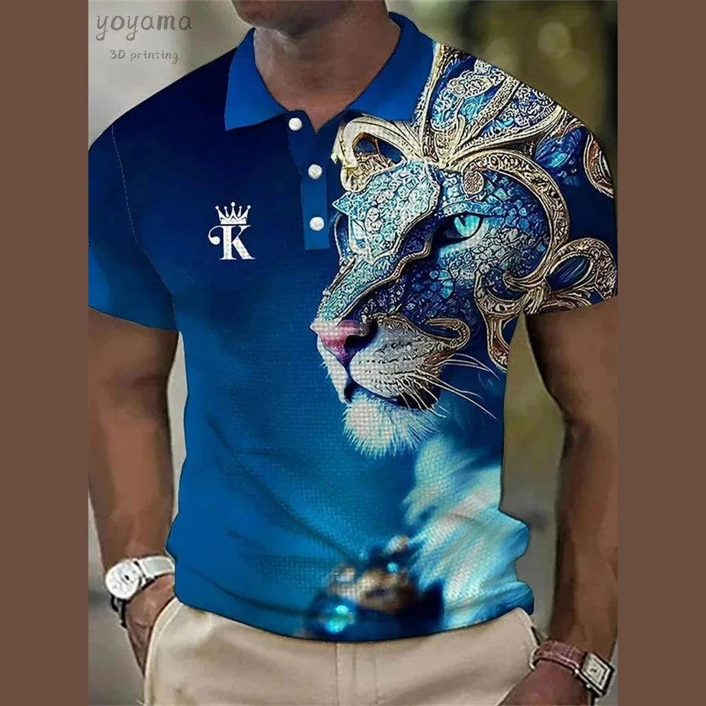 Lion Print Polo T-shirts - Givenco