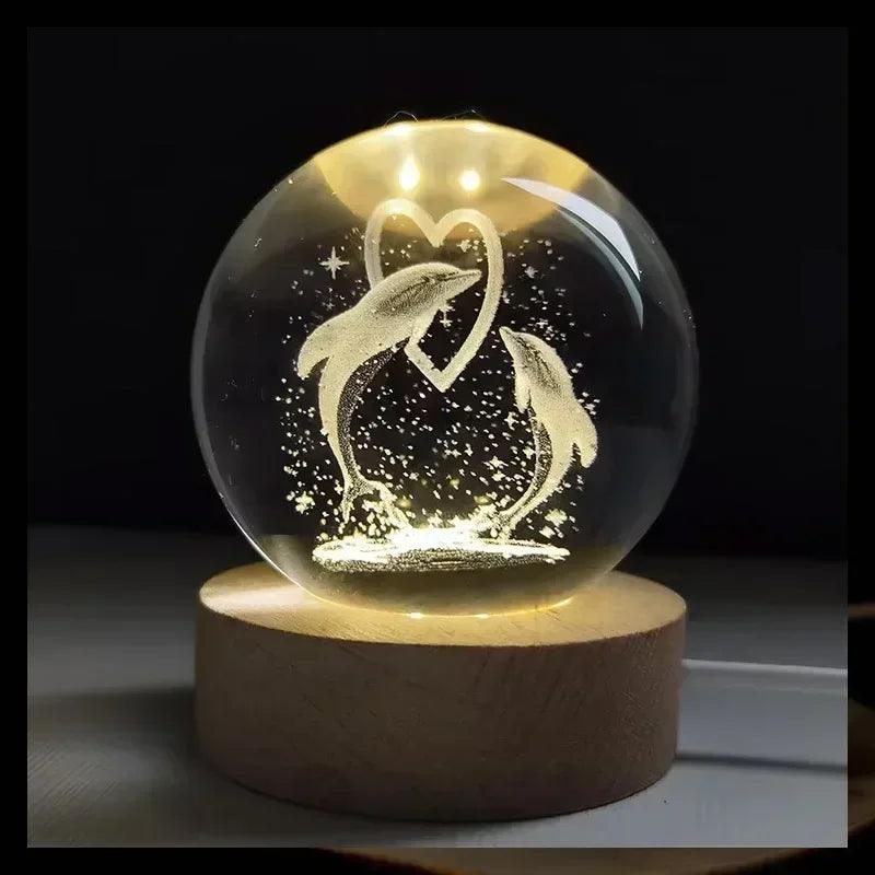 Glowing Planetary Galaxy Night Light Crystal Ball - 