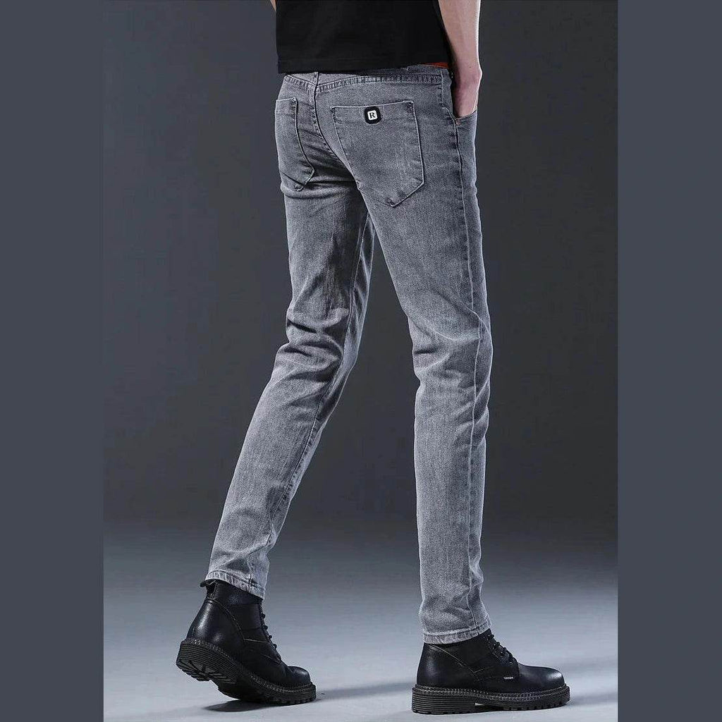 Grey Denim Jeans Men's Slim Elastic Pants - Givenco