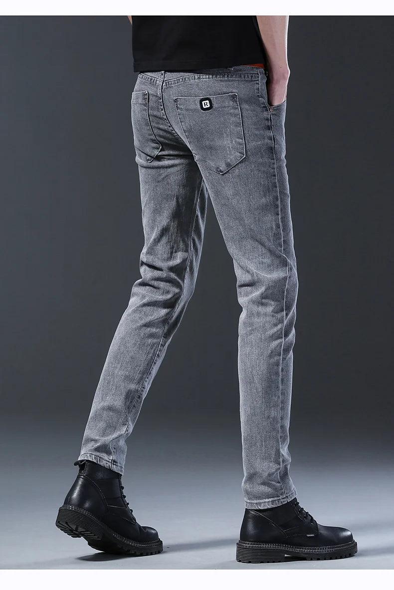 Grey Denim Jeans Men's Slim Elastic Pants - Givenchyco