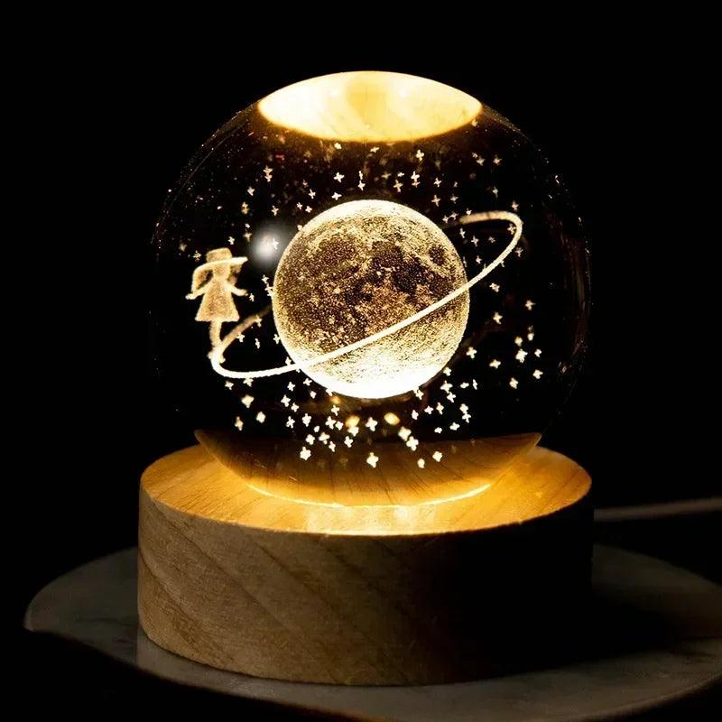 Glowing Planetary Galaxy Night Light Crystal Ball - 