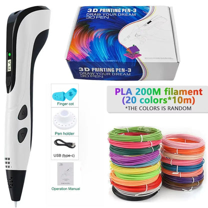 New Style 3D Printing Pen 3D Pen Set for Kids with Power Supply Pla Filament Travel Case Birthday Christmas Gift for Kids 