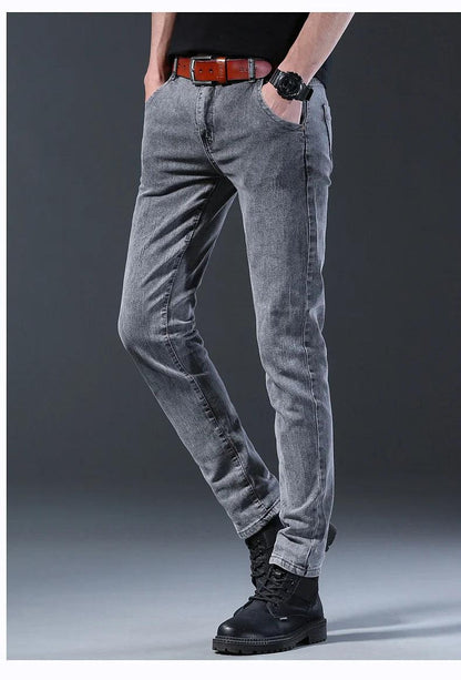 Grey Denim Jeans Men's Slim Elastic Pants - Givenchyco