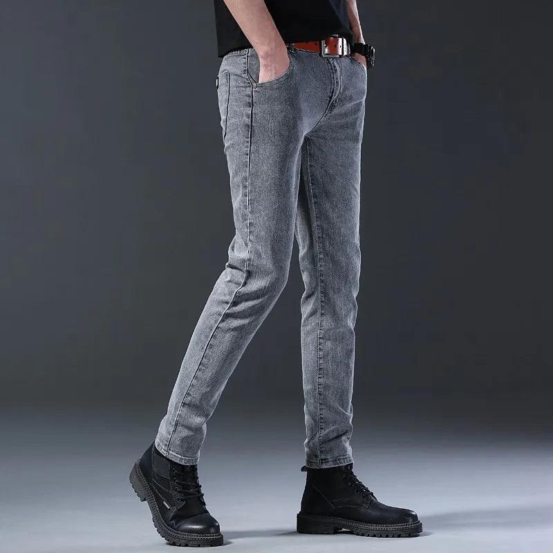 Grey Denim Jeans Men's Slim Elastic Pants - Givenchyco