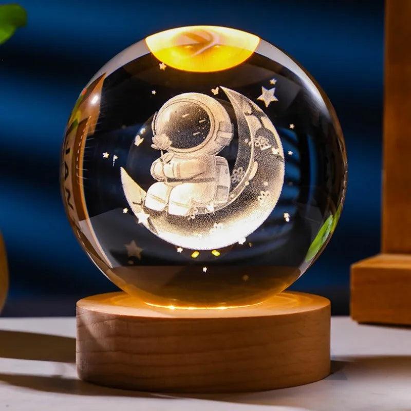 Glowing Planetary Galaxy Night Light Crystal Ball - 