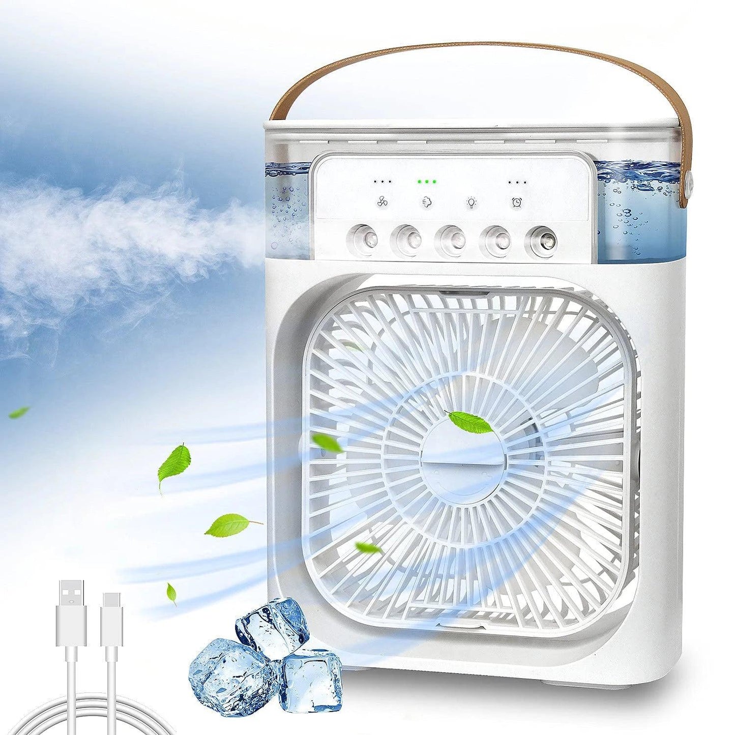 portable 3 in 1 humidifier fan water cooling air conditioning - 