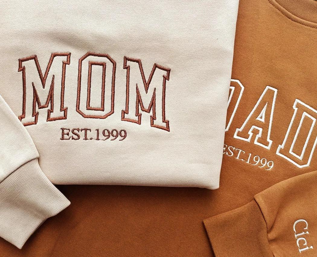 Custom Mom/Dad Embroidered Crewneck Sweatshirt - Givenchyco