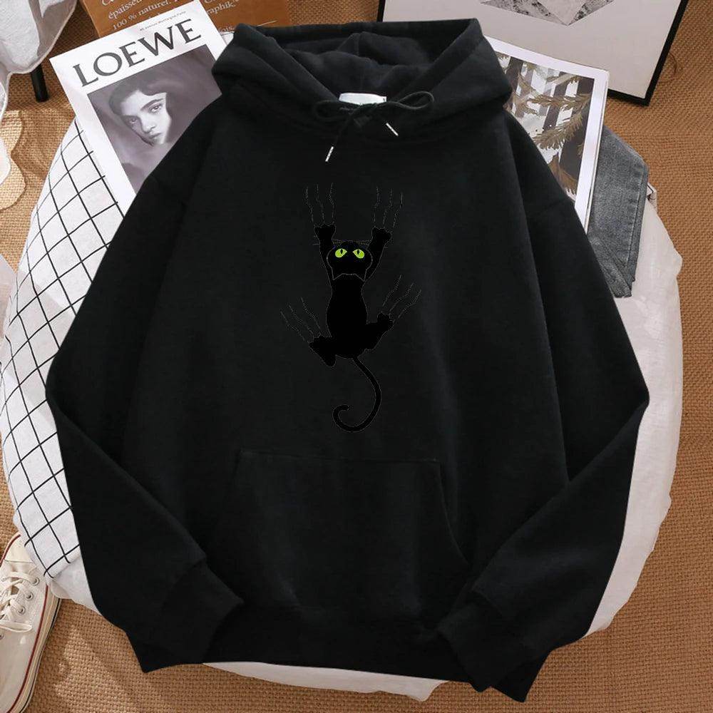 Naughty Black Cat Printed Man Hoody - Givenco
