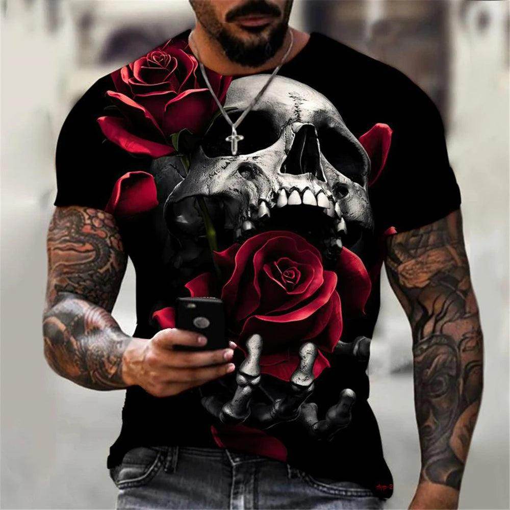Fashion Skulls Graphic Print Men T-Shirts - Givenco