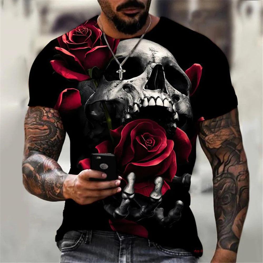 Fashion Skulls Graphic Print Men T-Shirts - Givenchyco