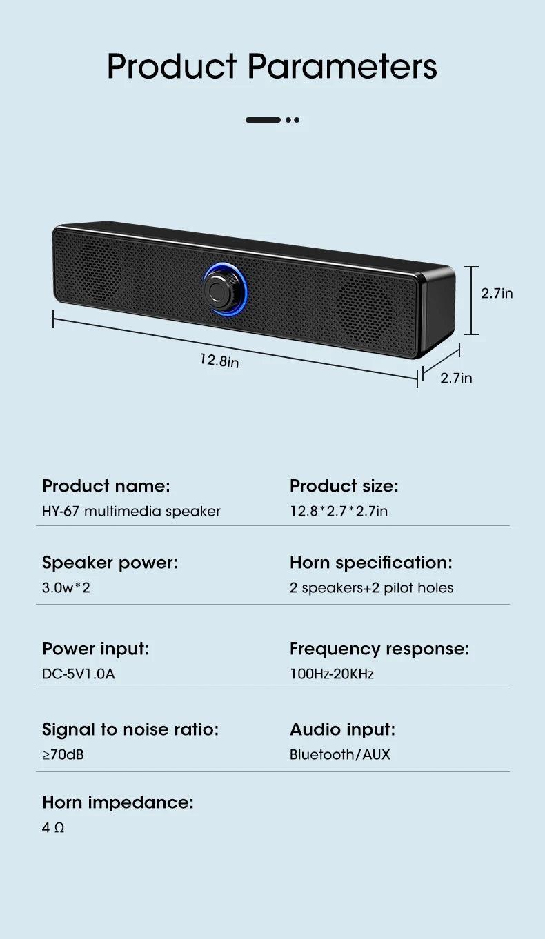 PC Soundbar Wired and Wireless Bluetooth Speaker - 