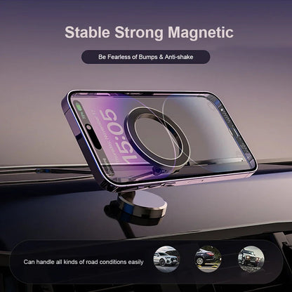 Zinc Alloy Folding Magnetic Car Compact Cell Phone Holder for MagSafe 360Â° Adjustable Magnetic Car Mount for iPhone 14 13 12 Pr 