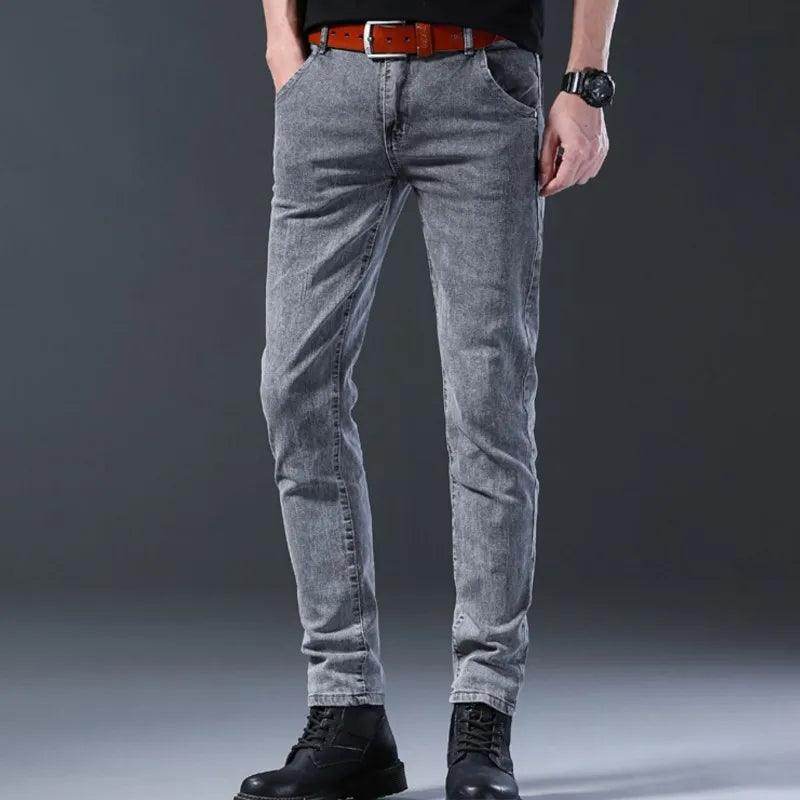 Grey Denim Jeans Men's Slim Elastic Pants - Givenco