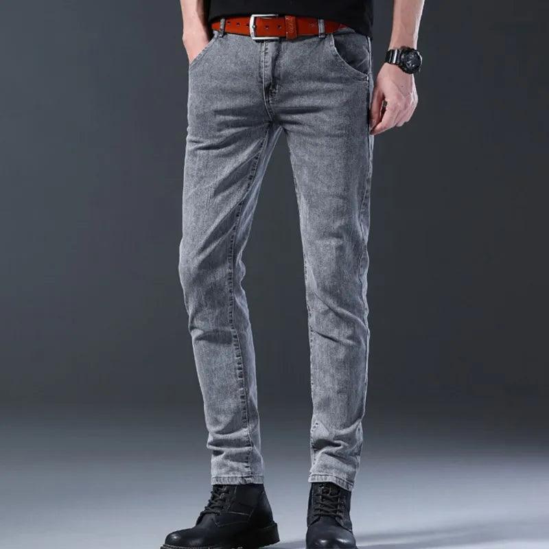 Grey Denim Jeans Men's Slim Elastic Pants - Givenchyco