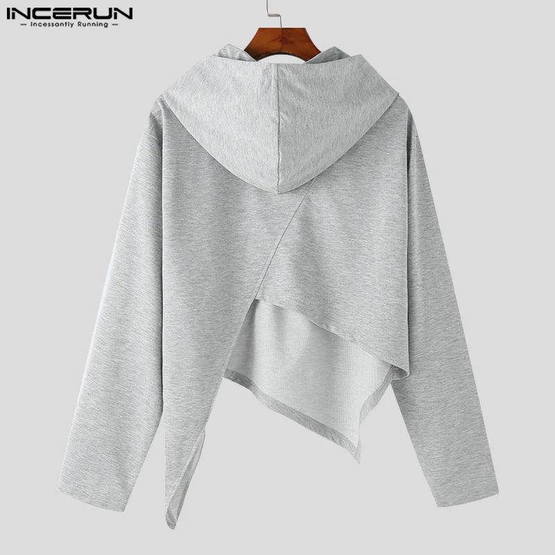 Men Irregular Hoodies Solid Color Zipper Hooded - Givenco