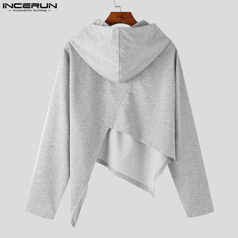 Men Irregular Hoodies Solid Color Zipper Hooded - Givenchyco