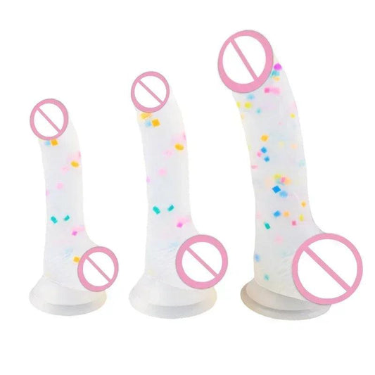 Confetti Dildo Realistic Clear Silicone Dildo - Givenchyco