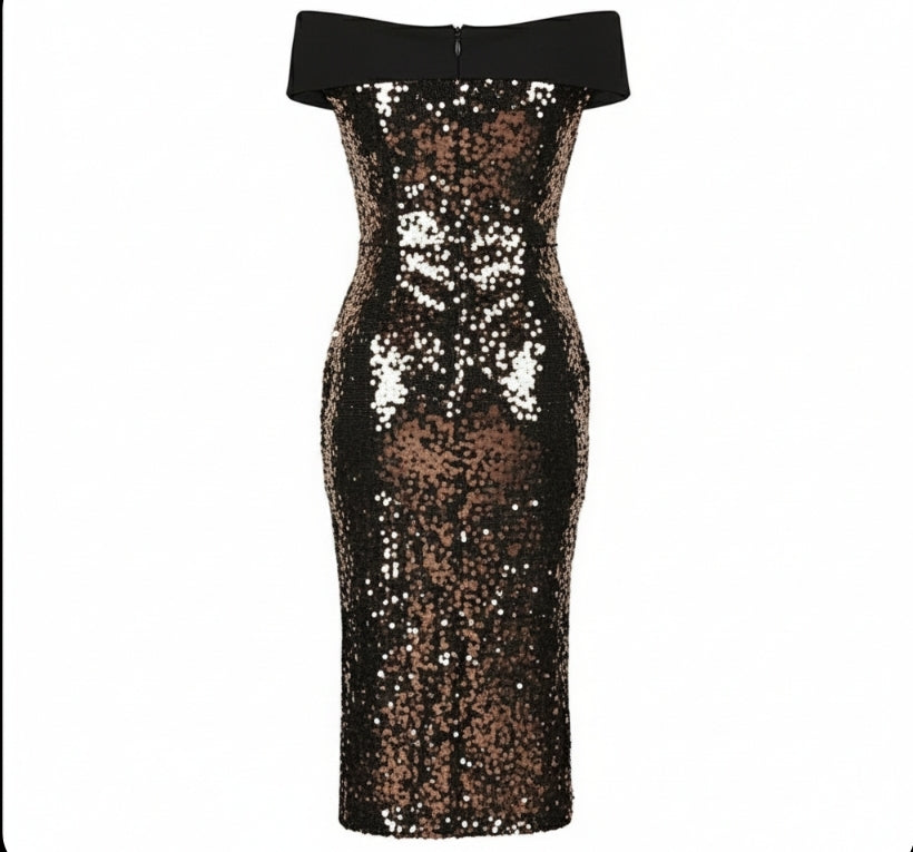Sequin Off-the-Shoulder Dress